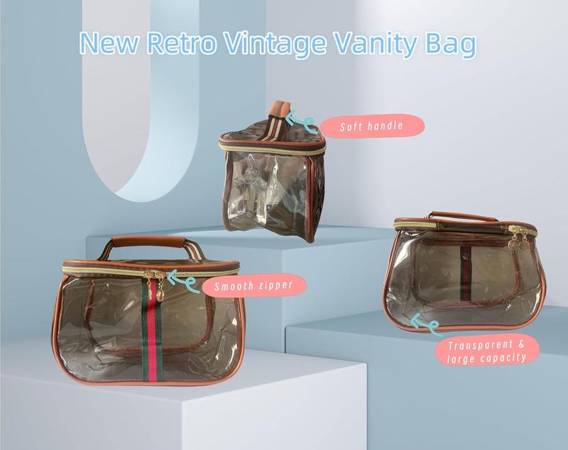 New Retro Vintage Vanity Bag – Large Capacity Waterproof Transparent Makeup Cosmetic Bag with Zipper – Luxury Toiletry Organizer for Women Ladies Travel & Storage New Retro Vintage Vanity Bag – Large Capacity Waterproof Transparent Makeup Cosmetic Bag with Zipper – Luxury Toiletry Organizer for Women Ladies Travel & Storage