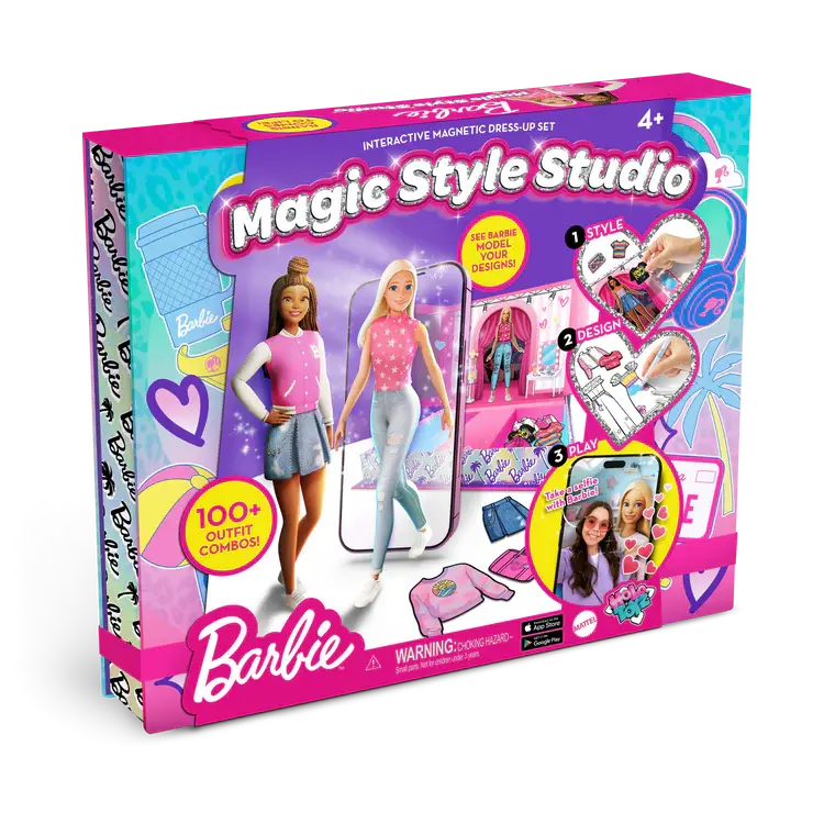 Barbie Magic Style Studio Fashion Playset - 29-Piece Magnetic Mix & Match Figures, 100+ Outfit Combinations, for Ages 4+