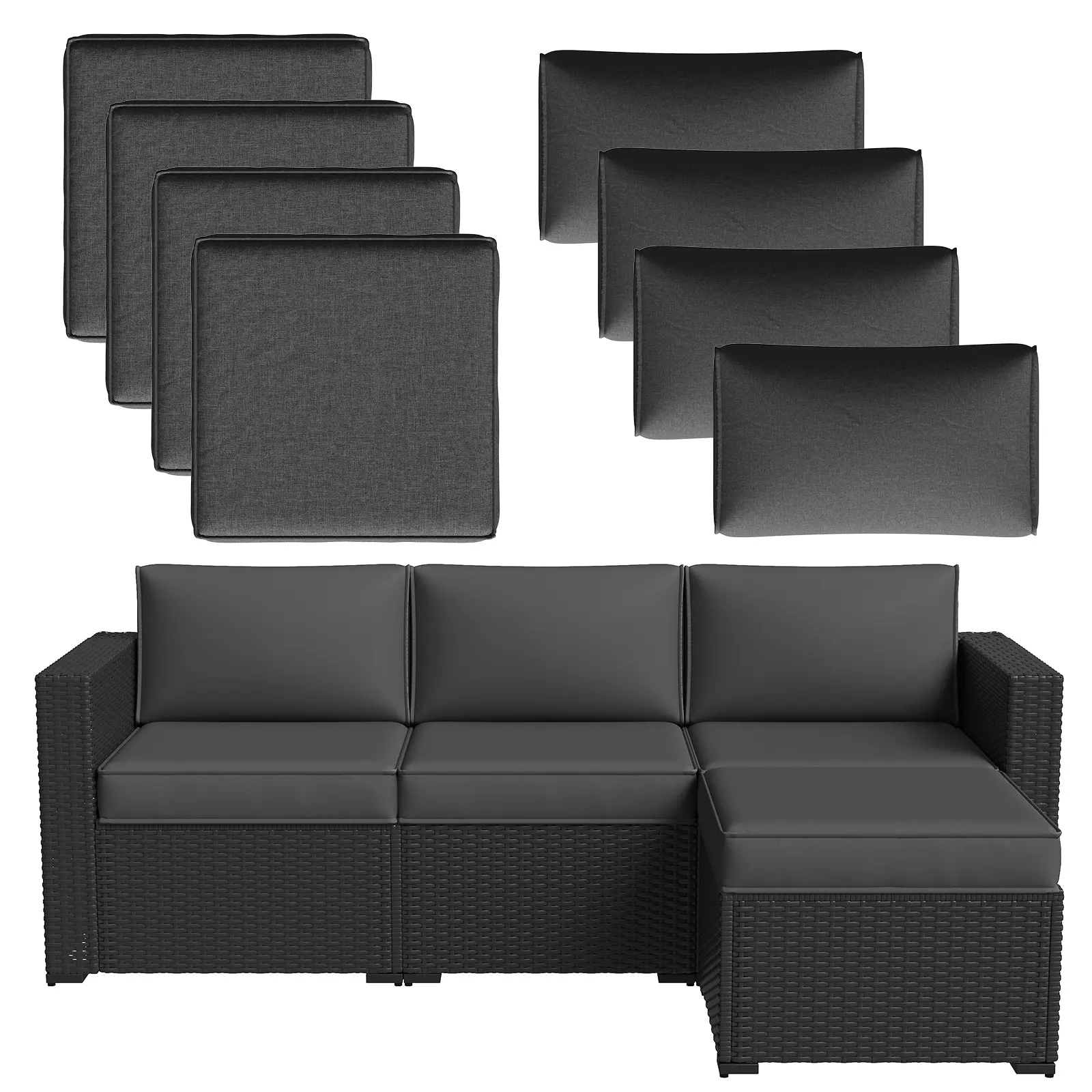 【Only Cushion】Aoxun Patio Furniture Cushions for Outdoor Furniture Set of 4, Thick Replacement Patio Couch Cushions for Outdoor Furniture, 7-Piece Splashproof Fade Resistant Outdoor Couch Cushions, Grey
