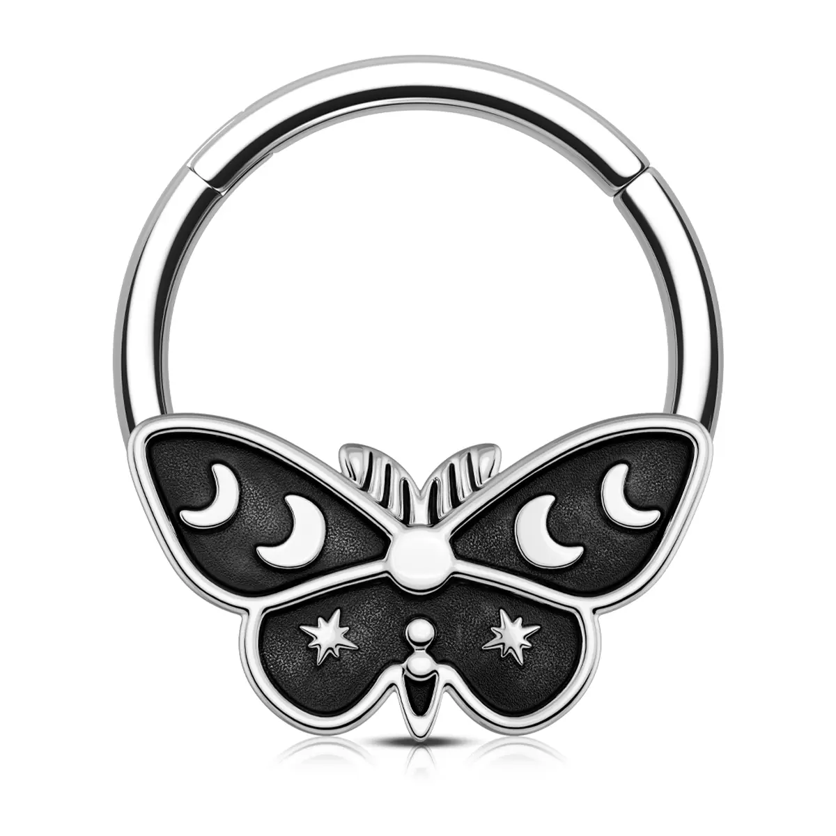 OUFER 16G Halloween Moon Moth Daith Septum Ring Vintage Style Stainless Steel Butterfly Design Piercing Jewelry