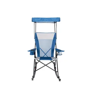 2-In-1 Rocking Camping Chair With UPF 50+ Sun Canopy, Detachable Rocker Runners, 400lb Heavy Duty Capacity, Breathable Mesh Folding Chair With Oversized Cup Holder For Beach