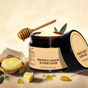 Beef Tallow & Honey Balm Cream– All-Natural Moisturizer Hydrates and Nourishes the Skin, Grass-fed Beef Tallow Honey Balm blend - Ultra-Nourishing Moisturizer for Face, Body & Hands.