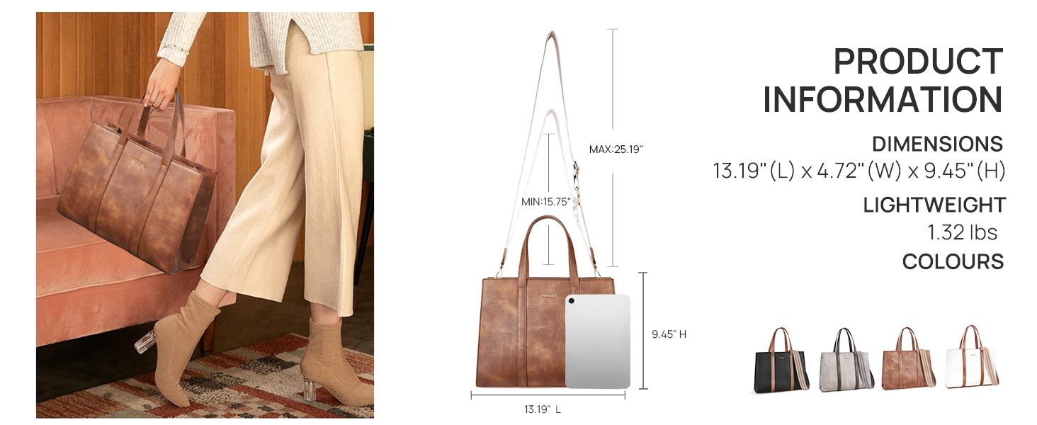 Telena Leather Tote Bag for Women Crossbody Tote Purse Handbag Womens Tote Bag with Compartments and Adjustable Strap Commuting bag