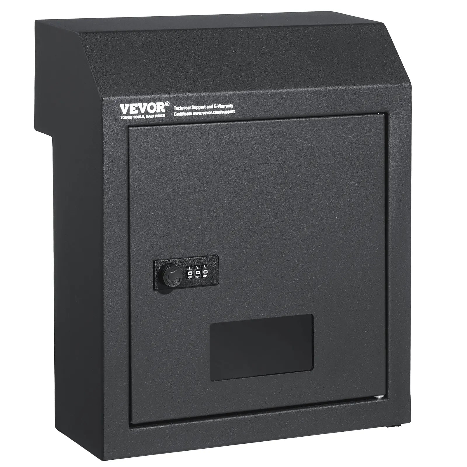 【Summerfinds】VEVOR 12" Heavy-Duty Metal Security Drop Box & Mailbox, Combination Lock-Key Lock Wall Mount Through-The-Door Design, Rainproof Safe Storage, Dark Gray for Garden Buildings Schools (Home Improvement Supplies)