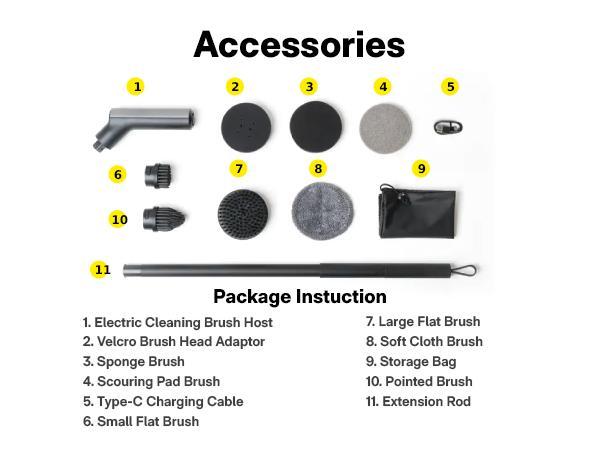 【Deals for You Days】HOTO Electric Spin Scrubber with 6 Brush Heads & Removable Extension Pole for Bathroom Kitchen Car Cleaning Powerful 2.5Nm Torque IPX7 Waterproof 4000mAh Battery Dual-Speed Settings Best Christmas Gift - Cleaner