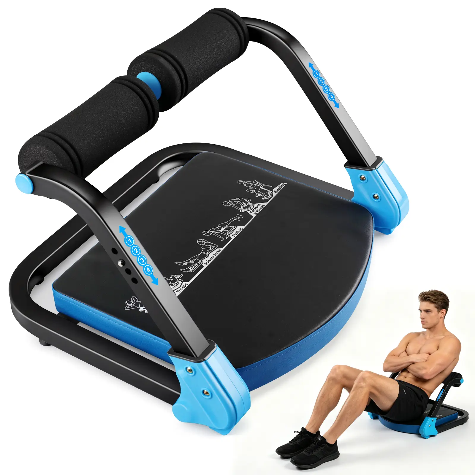 Ab Crunch Machine, Heavy Duty Abdominal Core Trainer with 330 LBS Weight Capacity, Multi-Functional Sit Up Workout Equipment for Stomach Training, Portable Ab Exercise Machine for Home Gym with 4 Adjustable Resistance