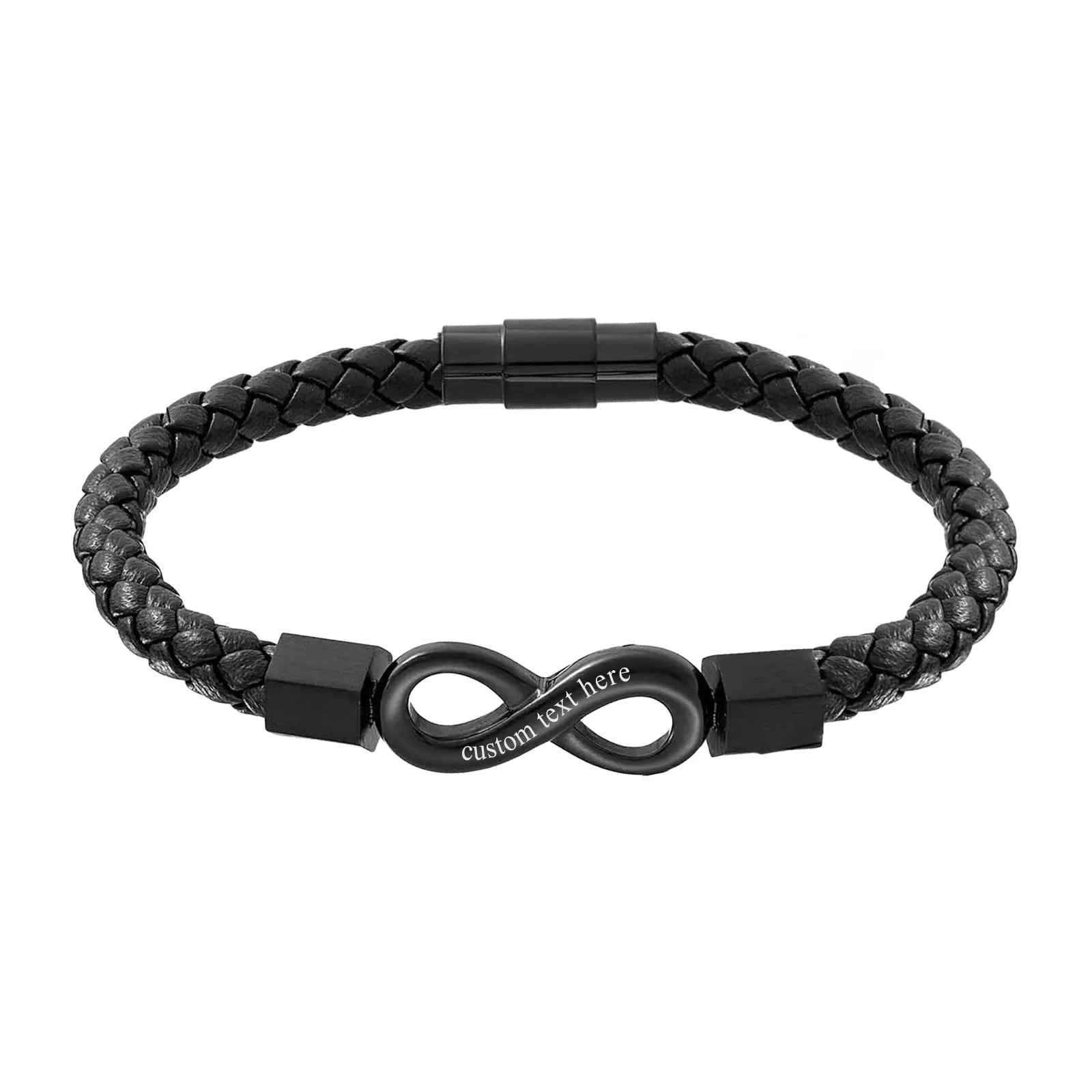OIDEA Men's Braided Leather Infinity Bracelet, Adjustable Stainless Steel Cuff with Engraving, Anniversary Father's Day Birthday Gifts for Him, Adjustable Cuff, Father's Day Gifts, Mens Gifts