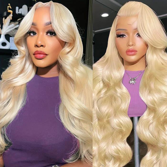 Pizazz Hair 613 Blonde Body Wave Lace Front Wig Human Hair 13x6 HD Transparent Lace Front Wigs Human Hair  with Pre Plucked Natural Hairline