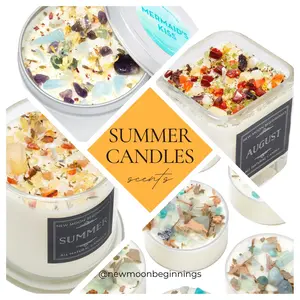 Summer Candles - Seasonal Crystal Candles - Soy Scented Candle - Good Intention Candles - Bright & Positive Summery Candles - Handmade!