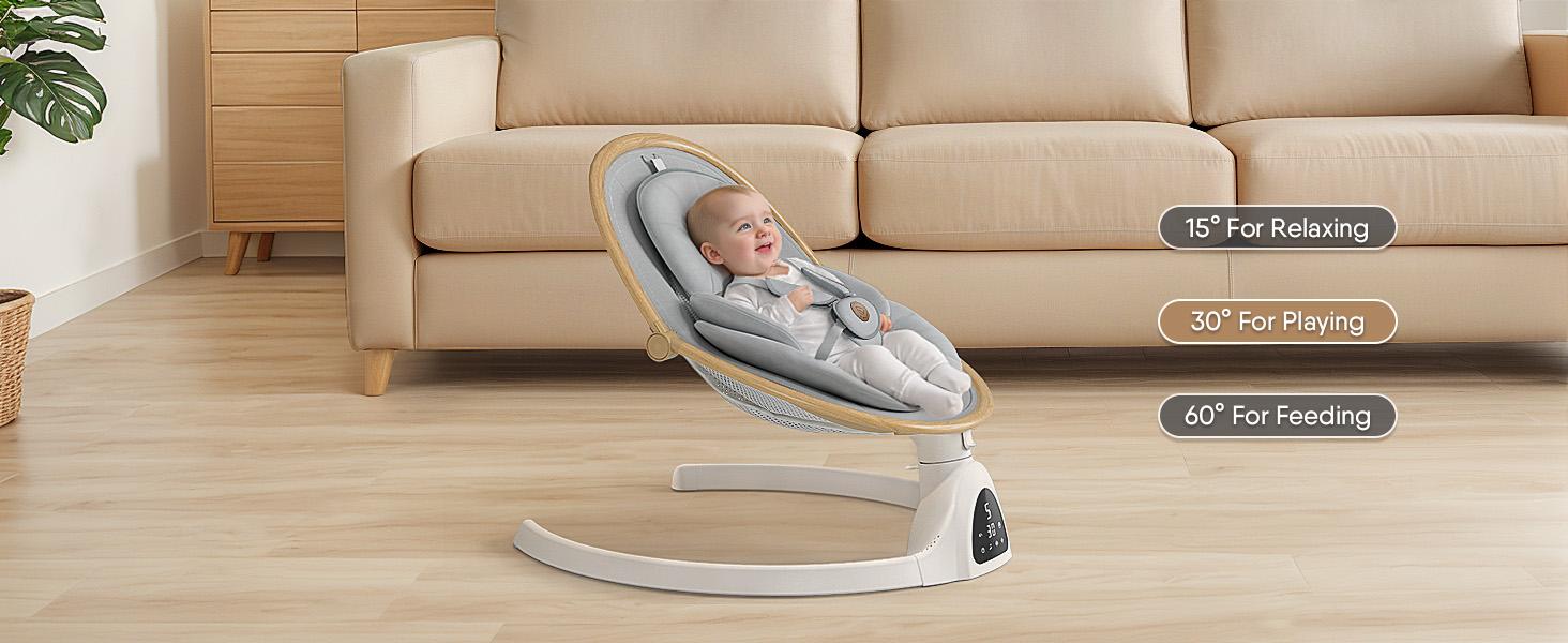 BabyBond Bluetooth Electric Baby Swing for Infants & Newborns, 3Gear & 5-Speed Portable Baby Rocker with 12 Songs, Indoor/Outdoor Automatic Baby Swing, Ideal Baby Shower Gift for Boys & Girls (Woodgrain Design) BabyBond Bluetooth Electric Baby Swing for Infants & Newborns, 3Gear & 5-Speed Portable Baby Rocker with 12 Songs, Indoor/Outdoor Automatic Baby Swing, Ideal Baby Shower Gift for Boys & Girls (Woodgrain Design)