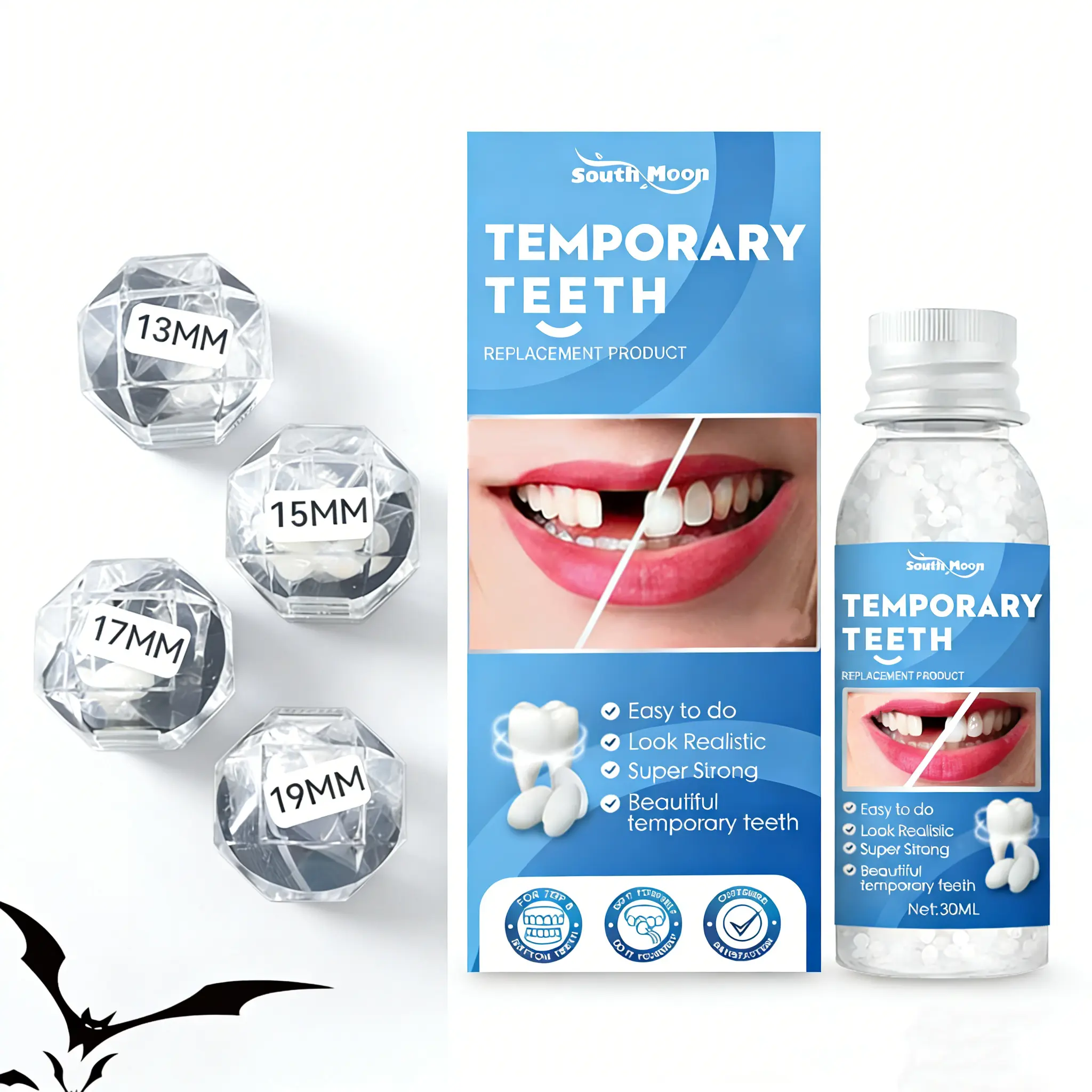 Moldable Dental Gel Temporary Tooth Filling Kit, Vampire Fangs Dentures ...