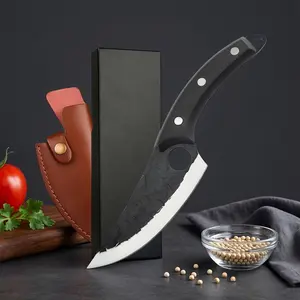 Black Oak Ring Knife Hand-Forged Ultra-Sharp Multi-Use Cutting Tool for Men's Kitchen and Camping