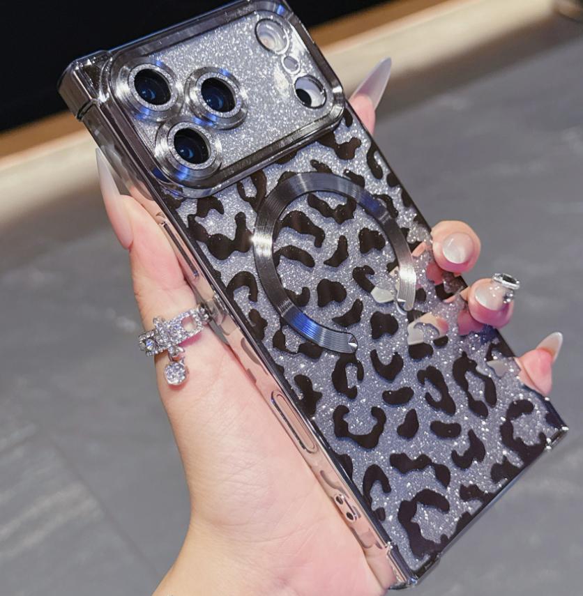 Compatible with for iPhone 17 Pro Max/16 Pro/15 Pro/14/13 Glitter Leopard Print phone case - HN1217-10