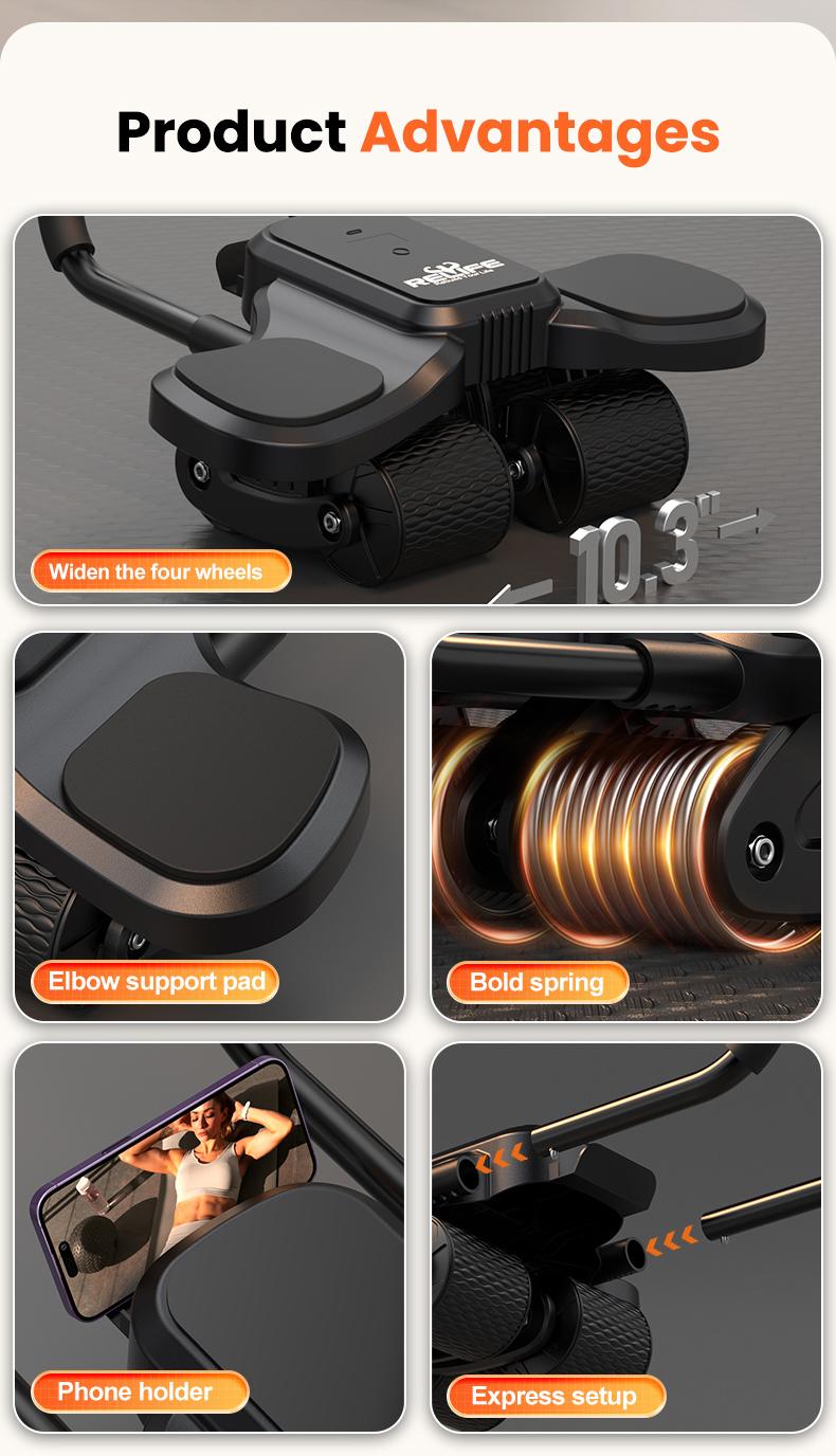 Abdominal Exercise Machine Ab Roller 4-Wheels with Elbow Support Automatic Rebound Abdominal Wheel Abs Workout Equipment for Core Workout Deals for You tiktokshopbacktoschool Abdominal Exercise Machine Ab Roller 4-Wheels with Elbow Support Automatic Rebound Abdominal Wheel Abs Workout Equipment for Core Workout Deals for You tiktokshopbacktoschool