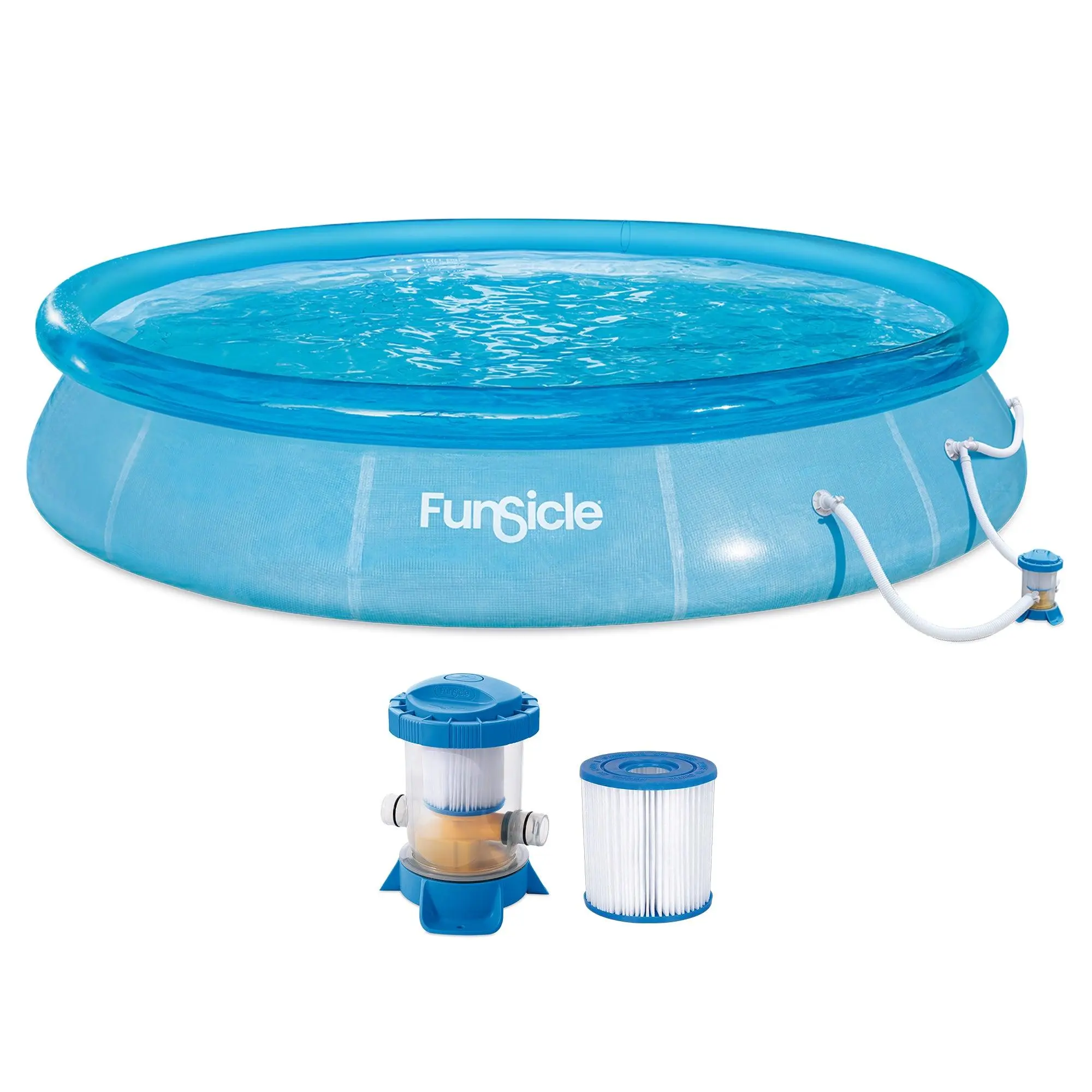 Funsicle 12'x30" Sea-Thru QuickSet Inflatable Ring Top Outdoor Above Ground Pool