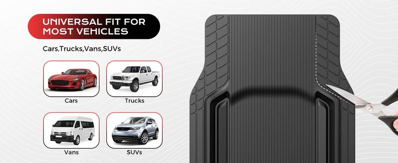 Coverado Deep Dish Car Floor Mats 3PCS - Waterproof All Weather Heavy Duty Protection for Car SUV Truck