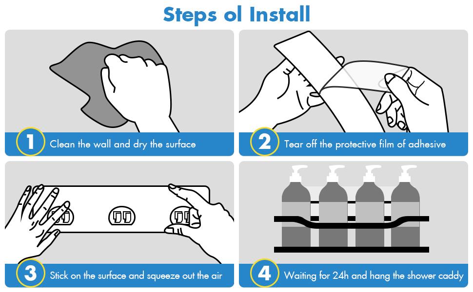 6 Pack Shower Caddy Shelf Bathroom Shower Organizer Rack No Drilling Multifunctional Organizer,Self Adhesive Black Bathroom Shelves Basket For Holding Shampoo Soap Bathroom Toilet