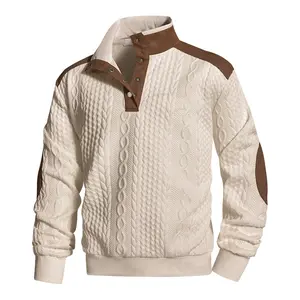 Men's Argyle Sweater - Old Money Preppy Style, Casual Fitted Design with Metal Button Stand Collar, Cozy Winter Outfit Inspo for Office & Daily Wear, Ideal Valentine's Day Gift for Him