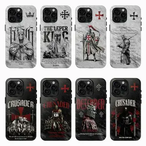 ver2 Baldwin IV "The Leper King" The Crusader King and His Holy Army Phone Case, Crusader King of Jerusalem Cross Medieval Christian Phone Cover, Medieval Cross Armor Glory of God Gothic Faith 17 Air Pro Max