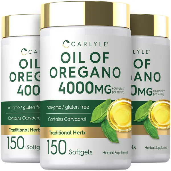 Carlyle 3 Pack of Oregano Oil 4000mg - 150 Softgels - Non-GMO & Gluten Free Formula Carlyle 3 Pack of Oregano Oil 4000mg - 150 Softgels - Non-GMO & Gluten Free Formula
