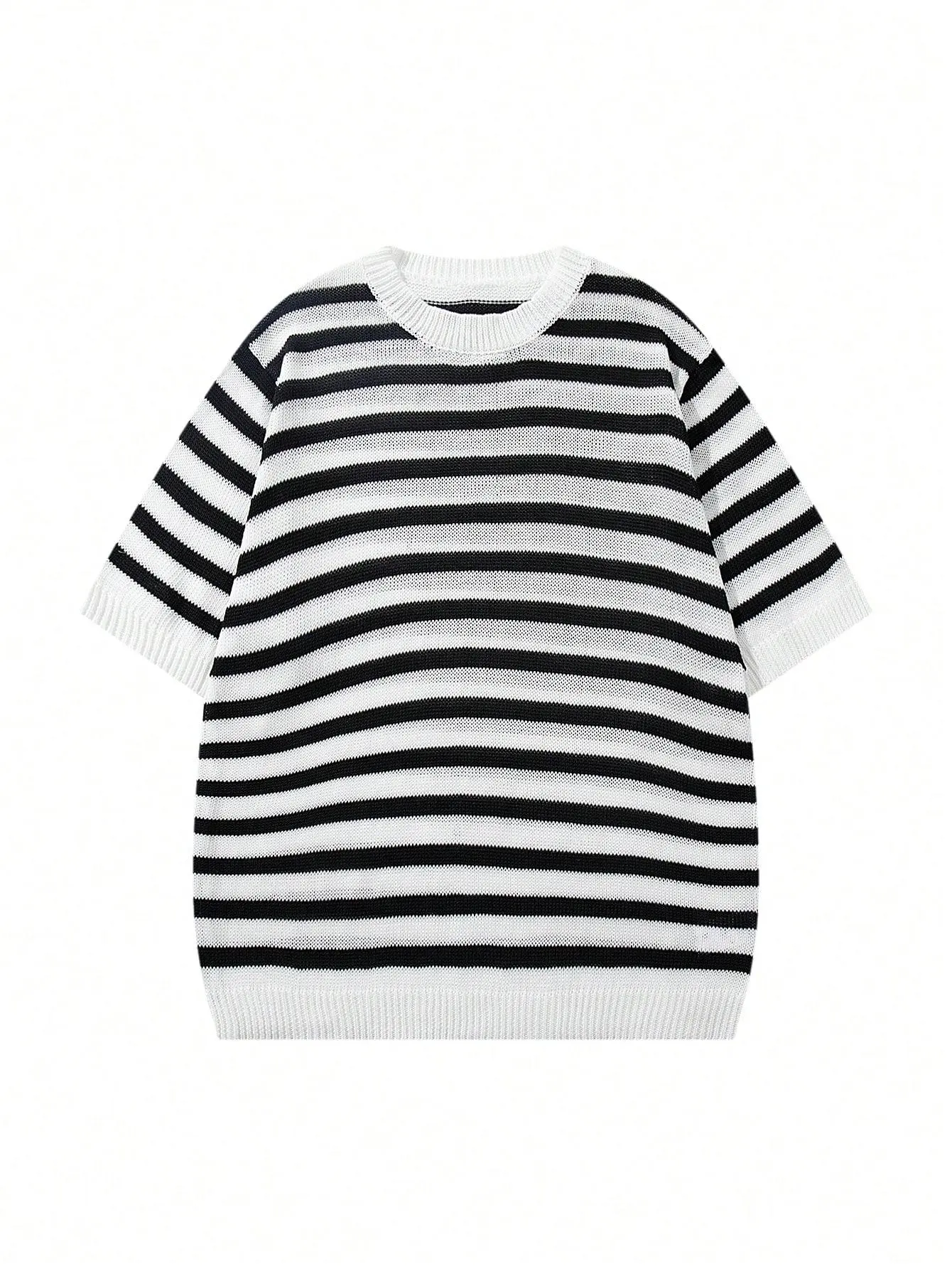 Spring/Summer Unisex Casual Sweater Crewneck Short Sleeve Pullover Lightweight Knit Striped Colorblock Men’s & Women’s Style European/American/Japanese/Korean, Fashion, Knitted