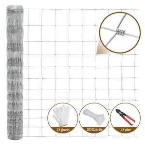 164ft x 4ft Galvanized Livestock Fence, Advanced Weave Technology Heavy Duty Wire Mesh Fencing, Durable Farm Enclosure for Cattle, Horses, Sheep, Goats, Corrosion-Resistant Field Fence Roll for Ranch