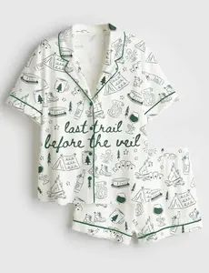 Last Trail Before the Veil Hiking Bridal Party Satin Pajama Set, Camp Bachelorette Mountain Bride Pajamas Martini Gifts For Her Last Trail #pajamas