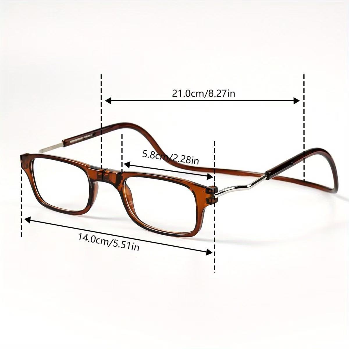 3pcs Magnetic Rectangle Reading Glasses | Small Square Eyeglasses Around Neck Hanging, Lightweight, Adjustable Temple, PC Frame, Farsightedness