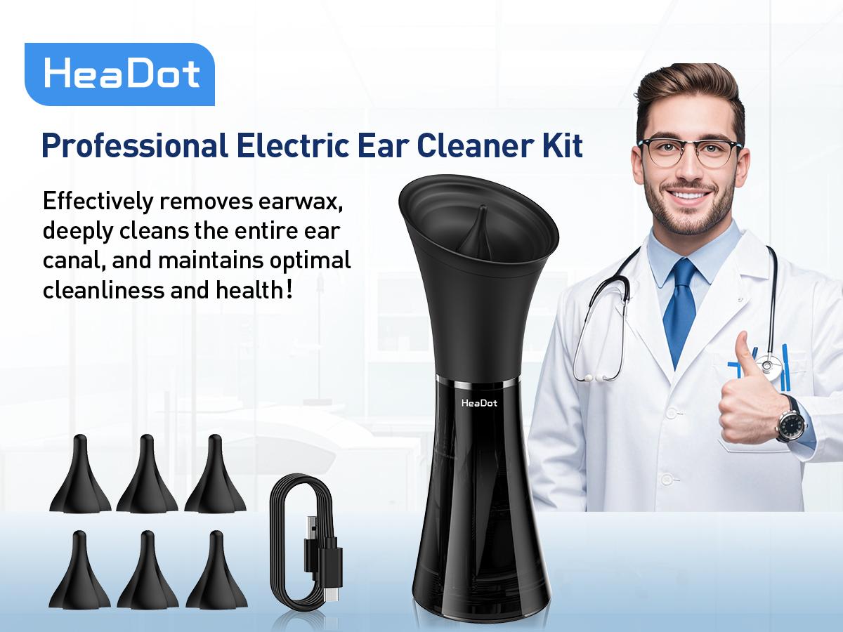 HeaDot Electric Ear Wax Removal - Water Spray,Rechargeable,Temp Detection,IPX7 Waterproof,Effective Ear Flushing System - Viral Ear Cleaner