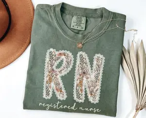 Registered Nurse Shirt, RN Shirt, Gift for Nursing Grad, Comfort Colors Registered Nurse Tshirt, Floral RN Tshirt, Nurse Graduation Gift