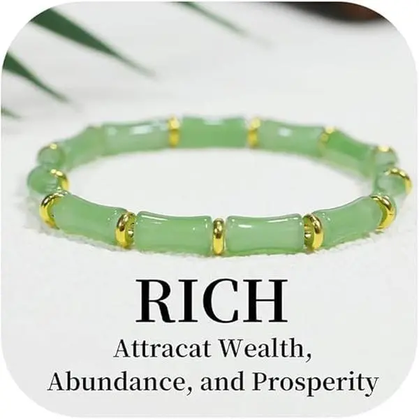 BloomWish S Money Bracelets for Women, Good Luck Feng Shui Lucky Wealth Bracelet, Jade Crystal Bracelet Chinese Jewelry Gifts