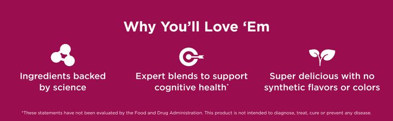 OLLY Laser Focus Gummy with Ginseng, Alpha GPC & B Vitamins - Dietary Supplement, Berry Tangerine Flavor, 36 Gummies, 18-Day Supply