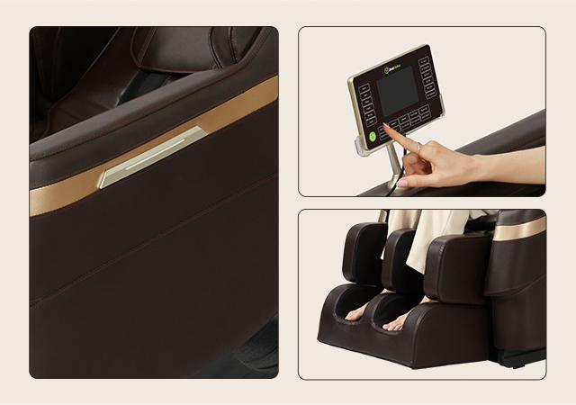 Real Relax 2024 massage chair full body zero gravity mode comfort relaxation foot massage Bluetooth LCD lumbar heater Brown massage recliner