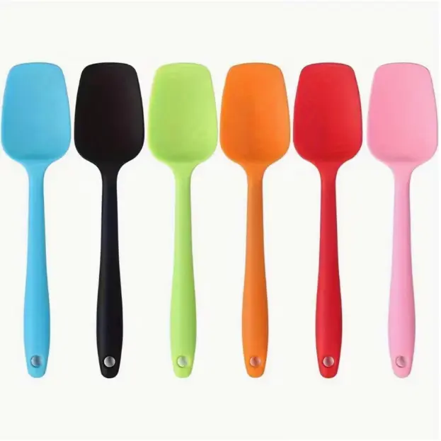 6pcs, Silicone Spatula, Silicone Spatula, Jam Spatula, High-Temperature Cream Spatula, Mixing And Baking Tools, Kitchen Utensils, Apartment Essentials, Baking Tools scraper