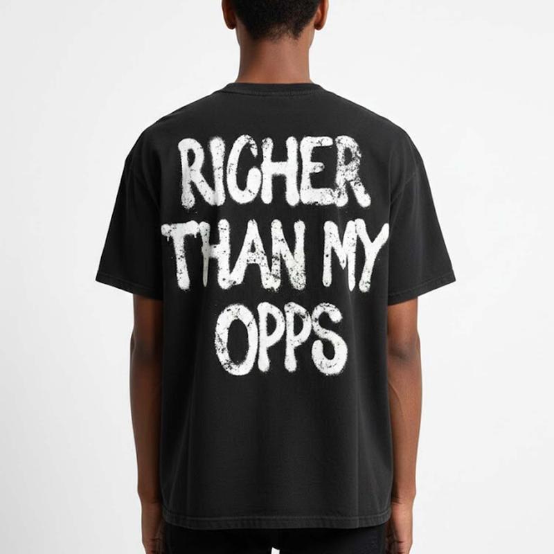 Sopula Studio Men's Streetwear Richer Our retro abstract patterns, cotton casual round-neck T-shirts Black Menswear