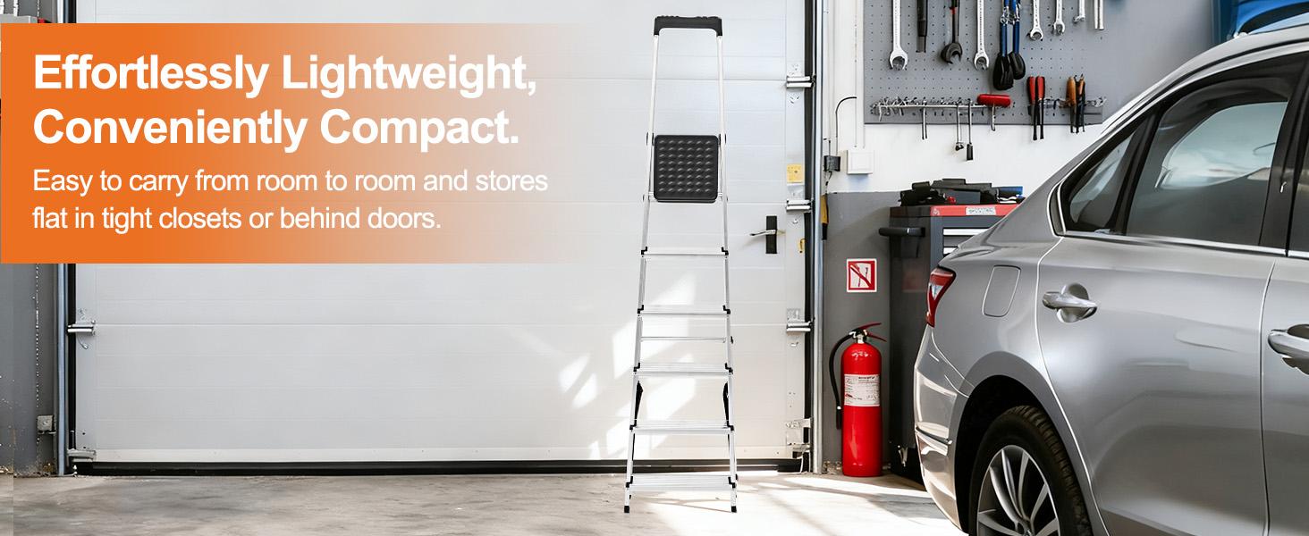 Step Ladder, Folding Step Stool with Anti-Slip Wide Pedal Handrails, Aluminum Stool Ladders, Safety Household Ladder for Home Kitchen Courtyard Outdoor