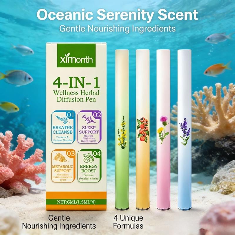 Portable Herbal Diffuser Pen, 4-In-1 Aromatherapy for Sleep, Energy & Mental Clarity, Stick Form, No Ca Prop 65 Warning