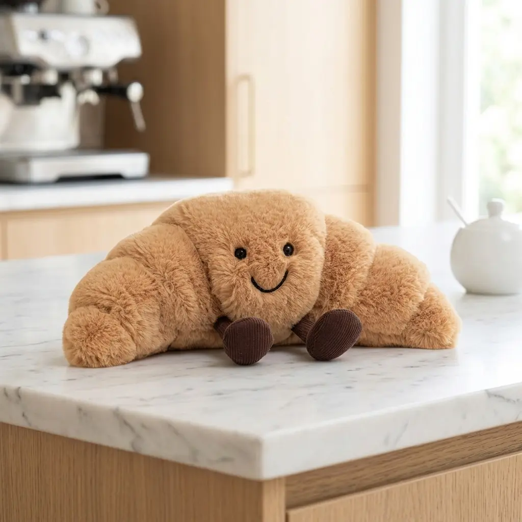 Jellycat Amuseables Croissant Plush – Buttery Soft Smiling Pastry Stuffed Toy for Gifts & Home Décor