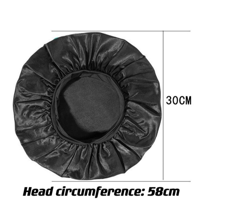 Luxury Satin Shower Cap Waterproof Double Layer Bonnet with Adjustable Elastic for Frizz Control Night Sleep & Hair Protection in Red Pink Black & Navy
