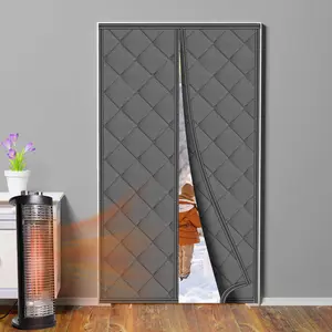 Magnetic Thermal Insulated Curtain Fit 32'' x 80'' Oxford Waterproof Filled with Thicken Cotton, Windproof Insulation Cover for Winter/French/Patio/Sliding Glass Doors, Gray