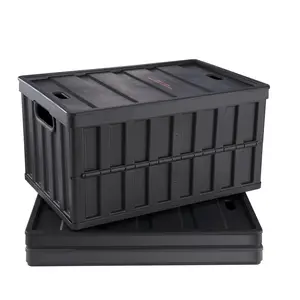65L Collapsible Storage Bins with Lids, 3 Pcs - Folding Plastic Stackable Utility Crates with Handles, Large Heavy Duty Containers for Organizing Clothes, Toys, Books, Snacks, Shoes & Grocery
