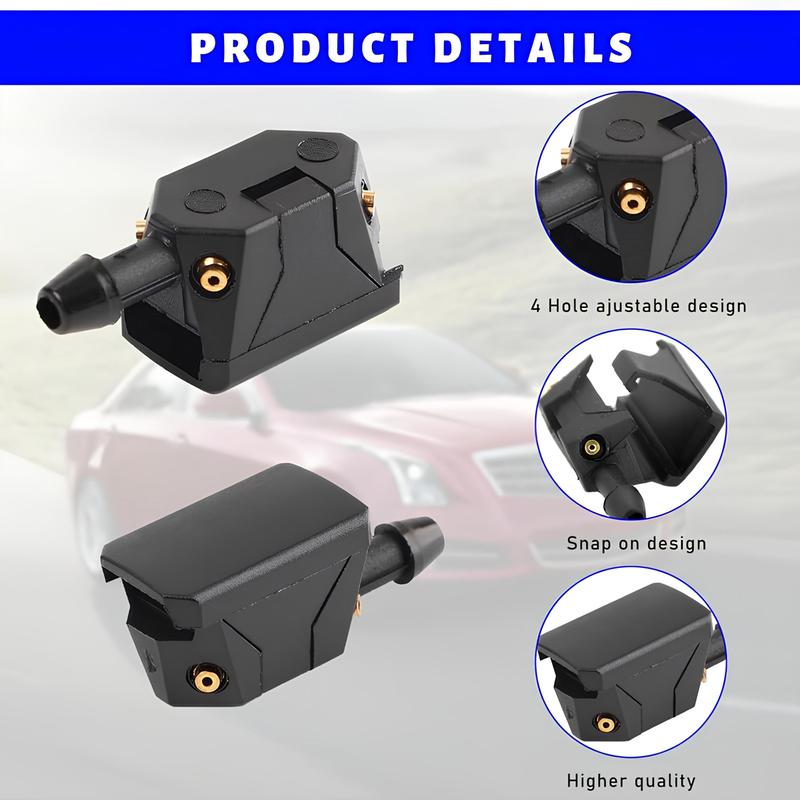 2 Pcs Front Windshield Washer Nozzles Arm Mounted 4 Hole Spray Jets Straight Pillar Sprayer for Car Truck SUV