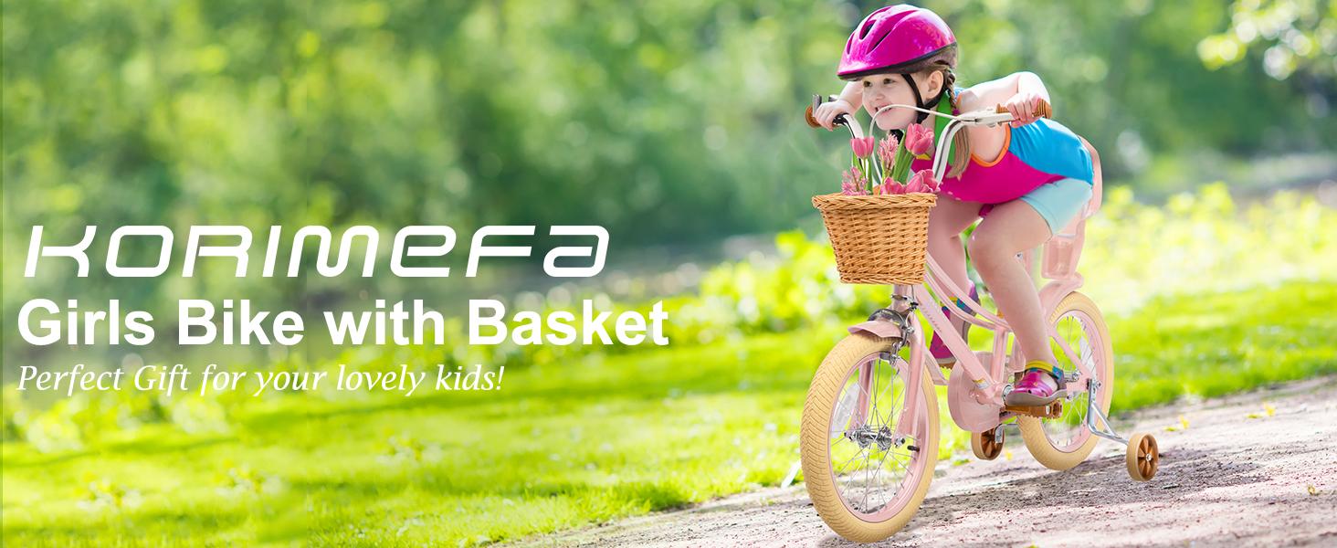 KORIMEFA Bike Toddlers and Kids, 12, 14, 16, 20 Inch Toddler & Kids Bike with Adjustable Seat & Handlebar, Training Wheels, Basket & Bell | Lightweight & Safe Design