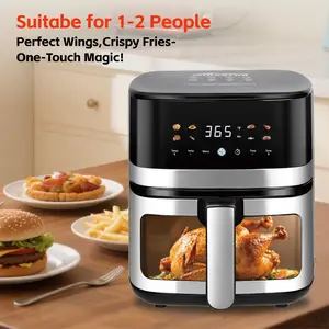 5.8QT Digital Air Fryer with Viewable Window Adjustable Temp Timer for Frozen Food Snacks Dinner Large Square Basket Portable for Office DormApartment