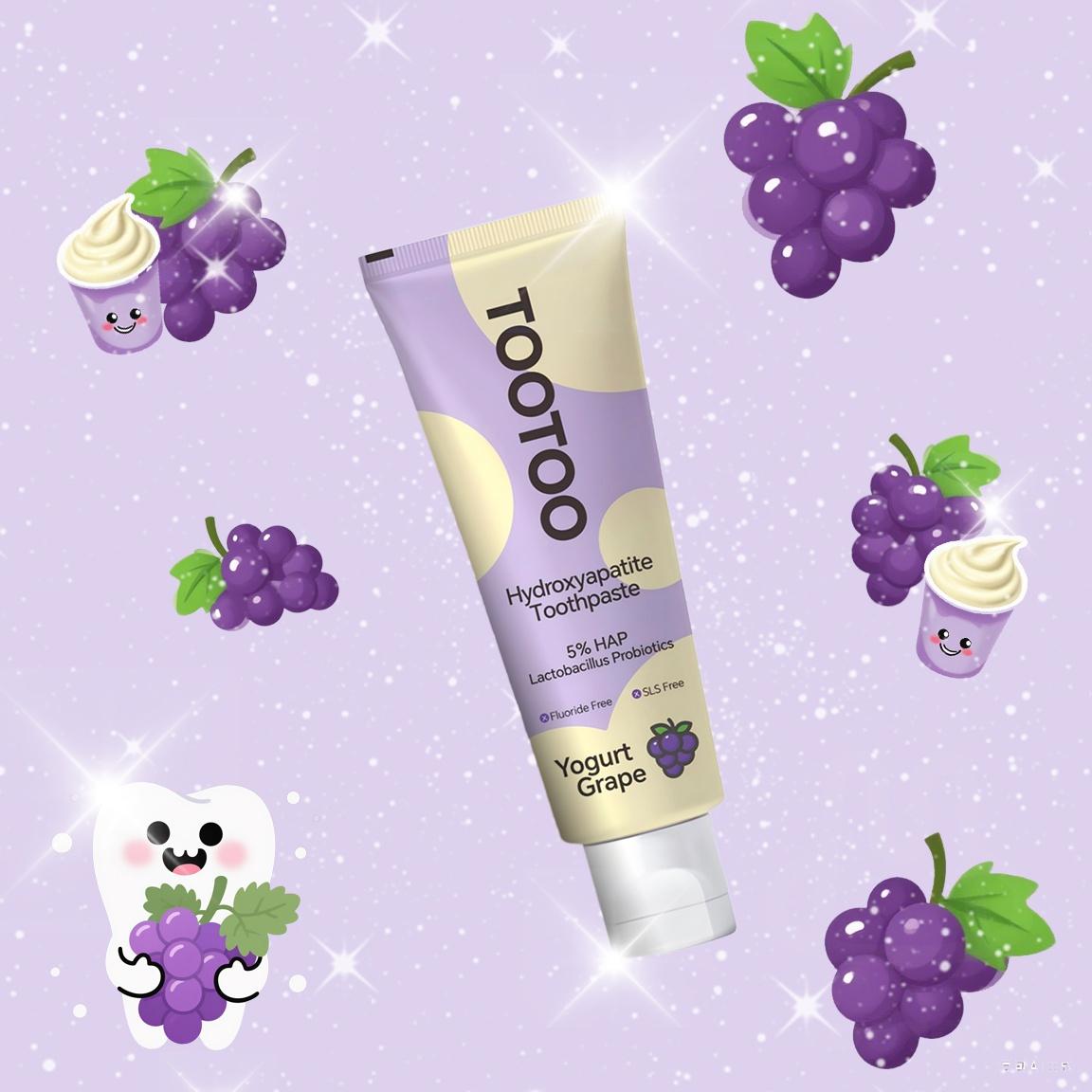 tootoo Kids Cavity Repair Toothpaste 5% Hydroxyapatite &Probiotics Grape Yogurt Flavor 24H Oral Protection Fluoride-Free for Young Teeth TikTokShopHolidayHaul