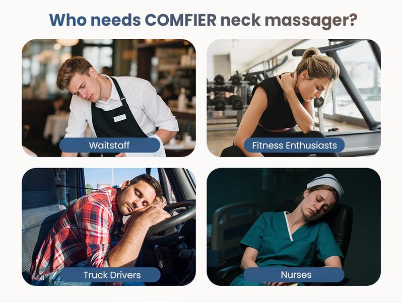 Comfier Cordless 4D Neck & Shoulder Massager with Heat, Wireless Deep Tissue Back Massager for Pain Relief, Hands-Free Massage Pillow Shiatsu, Gift for Women Men Mom Dad Therapy Adjustable Durable Handy Plug Storage Cf-6302U