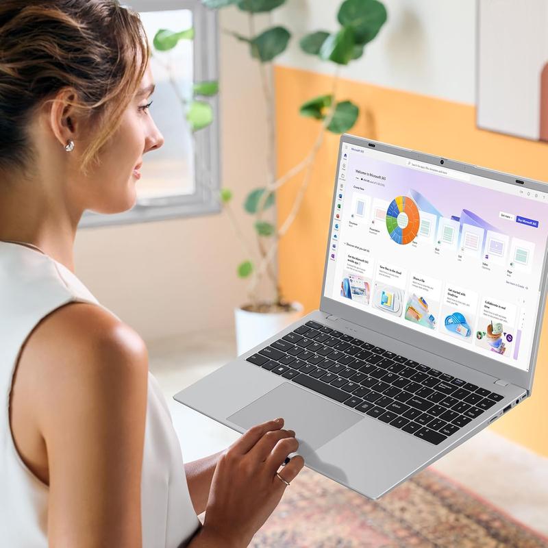 Work from Home Laptop 15.6" FHD IPS Display Intel 6500Y Processor Up to 3.4GHz 16GB RAM 512GB SSD Dual-Band 2.4G/5G WiFi Bluetooth 5.0 with Physical Camera Switch for Seamless Work