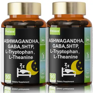2 packs| Nighttime Sleep Support Capsules - Natural Sleep Aid | Natural Herbs, Sugar-Free | Formulated with Ashwagandha, GABA, Magnesium, 5-HTP | Supports Balancing Melatonin Levels, Improves Mood & Sleep | 90 Capsules, 100% Plant-Based Ingredients|fmlave