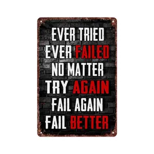 Vintage Motivational Wall Decor Posters Funny Inspirational Aluminum Tin Signs for Office Living School Study Room Home Decoration 8x12 Inches