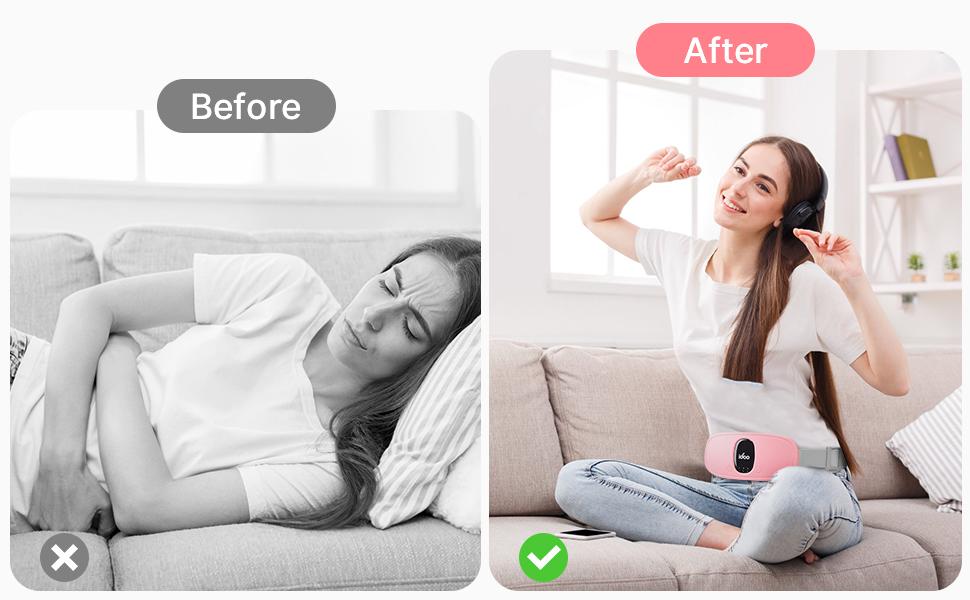 IDOO Portable Cordless Heating Pad, Spring Glow Up, Triple Vibrating Waist & Abdominal Massager for Cramps Relief, 5S Fast Heating, Perfect Gift for Women, Period Cramp Solution, Endometriosis Pain Relief